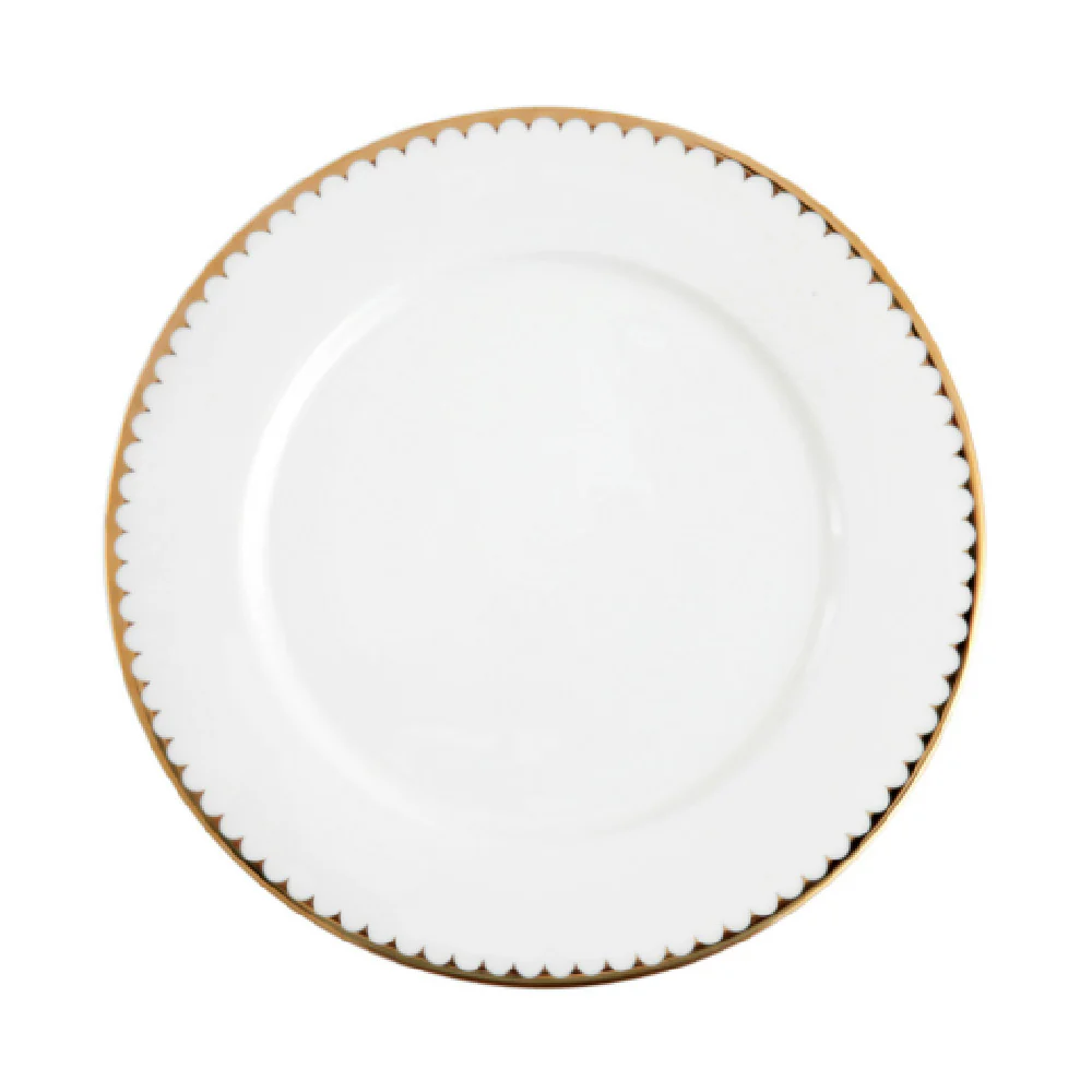 Fortessa RRP.DUCHESS.15 10.75 Inch White Plate Gold Accent Porcelain