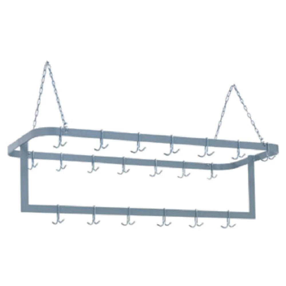 Duke 715-96-GL 88 Inch Ceiling Mount Pot Rack with Double-Prong Hooks Galvanized Steel Duke 715-96-GL 88 Inch Ceiling Mount Pot Rack with Double-Prong Hooks Galvanized Steel