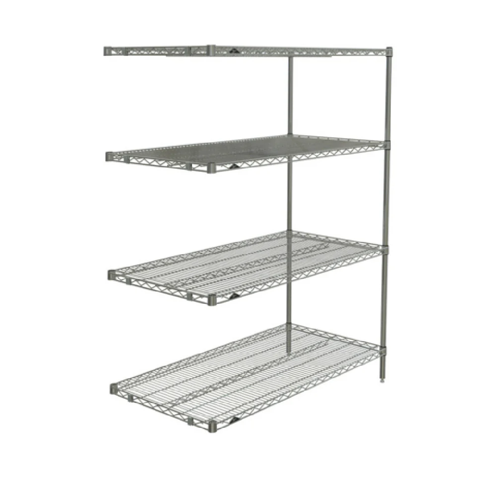 Metro AN556BR 48 Inch Add-On Shelving Unit with 4 Wire Shelves Zinc Finish