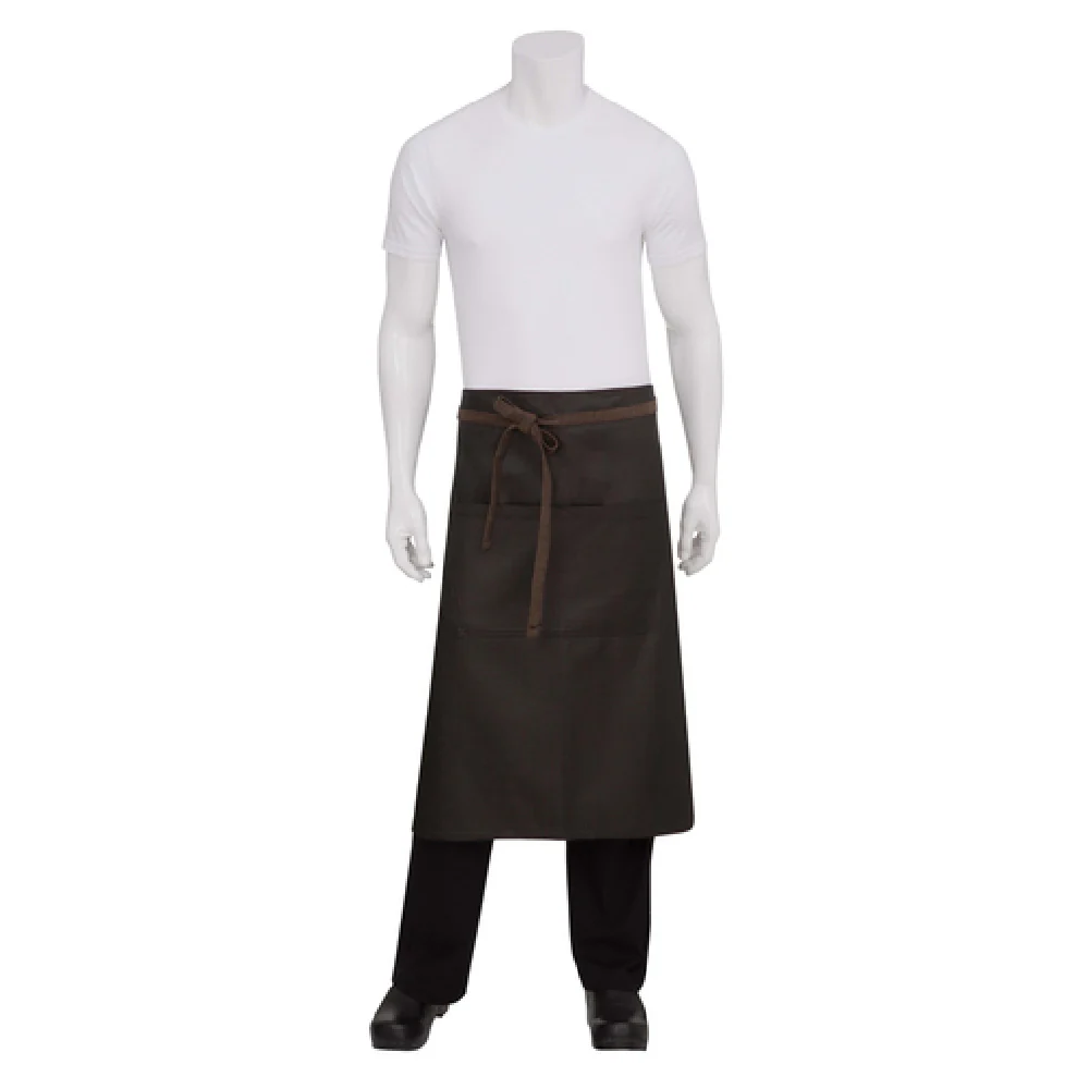 Chef Works ALWWT021BNB0 36 Inch 100 Percent Cotton Denim Brown Waist Apron with Tapered Design