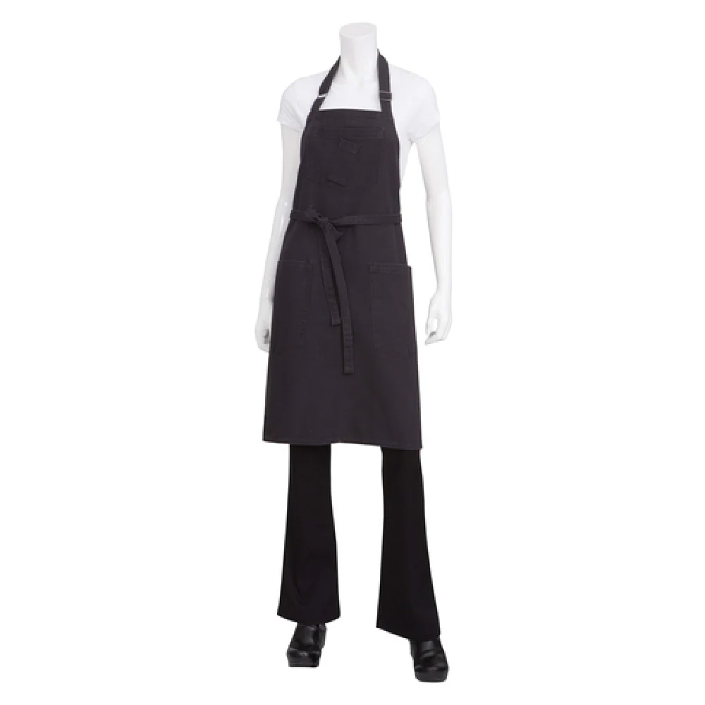 Chef Works ABKV053SGY0 Bib Apron 34 Inch Length Steel Gray Cotton with Pockets