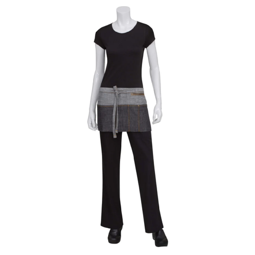Chef Works AW047BLK0 23 Inch 12 Inch Waist Apron Riveted Pocket Zipper Black 100 Cotton Denim Chef Works AW047BLK0 23 Inch 12 Inch Waist Apron Riveted Pocket Zipper Black 100 Cotton Denim
