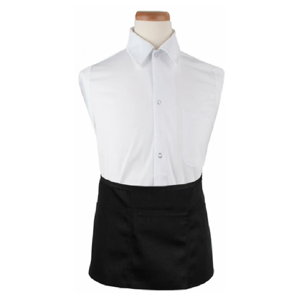 John Ritzenthaler Company 3PWACBK 25 Inch Waist Apron Black Polyester 3 Pocket with Pen Pocket