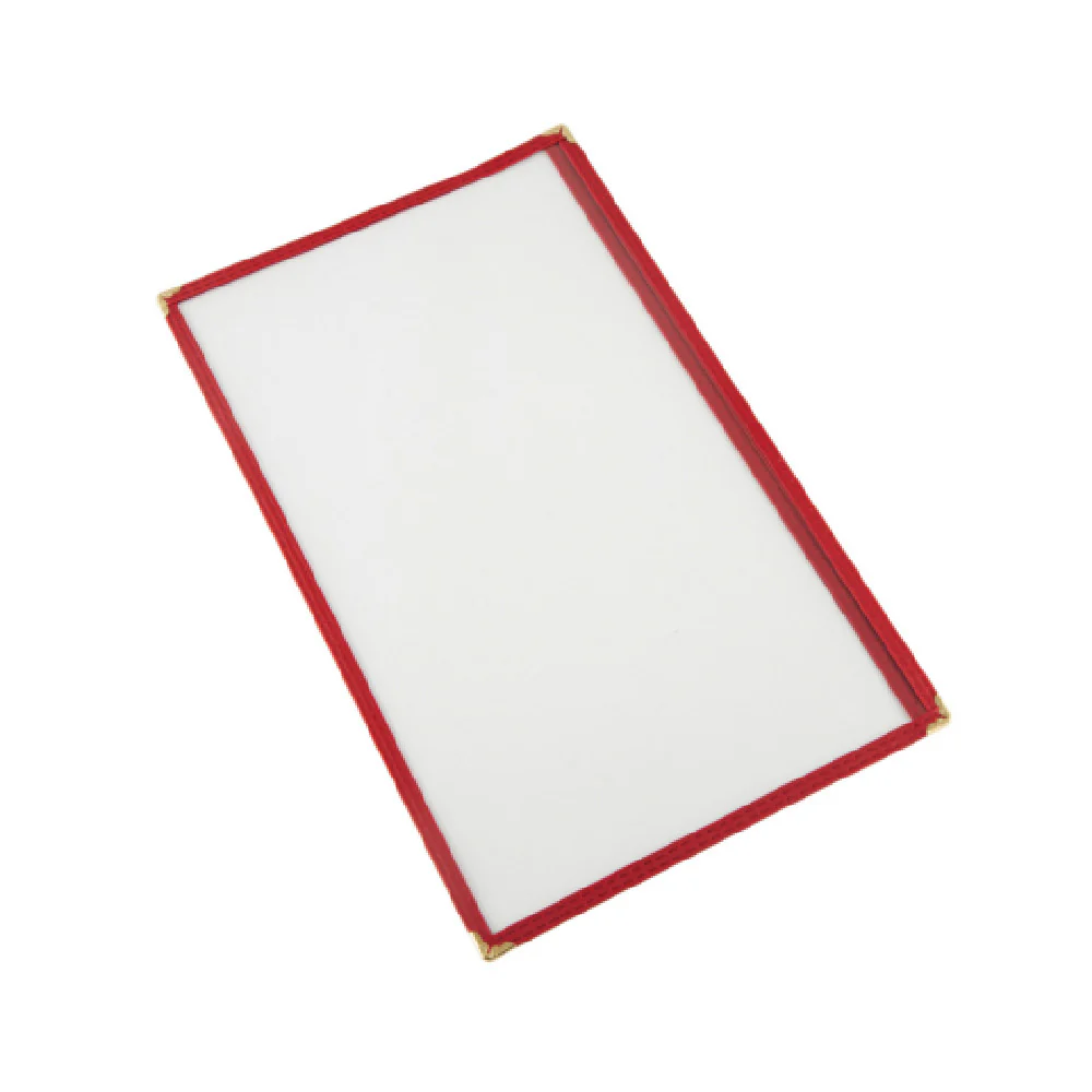 CAC China MCP1-914RD 8-1/2 Inch Legal Size Menu Cover with Brass Corners Red Trim CAC China MCP1-914RD 8-1/2 Inch Legal Size Menu Cover with Brass Corners Red Trim