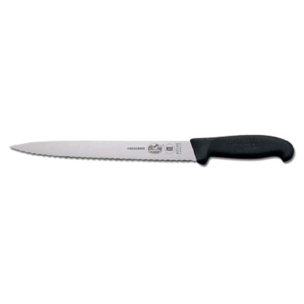 JB Prince V818 10PL 10 Inch Pointed Serrated Knife High Carbon Stainless Steel Black Plastic Handle JB Prince V818 10PL 10 Inch Pointed Serrated Knife High Carbon Stainless Steel Black Plastic Handle