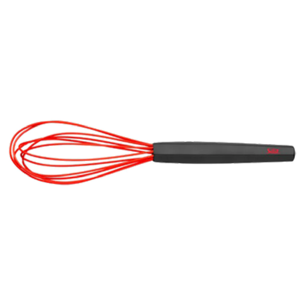 BauscherHepp 21.4228.3560 11-13/16 Inch Whisk Heat Resistant Silicone Black and Red