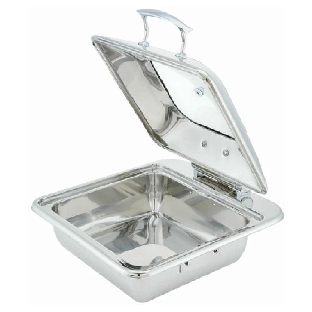 Steelite WLWI55UGT 6 Quart Chafer Body with Glass Top Lid Stainless Steel and food pan Steelite WLWI55UGT 6 Quart Chafer Body with Glass Top Lid Stainless Steel and food pan