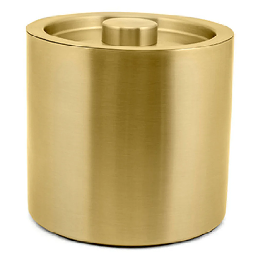 FOH RIB024GOS21 3qt Round Brushed Stainless Ice Bucket Matte Brass Includes One RIB024GOS21-BTM 3 Qt Round Brushed Stainless Ice Bucket Base Matte Brass