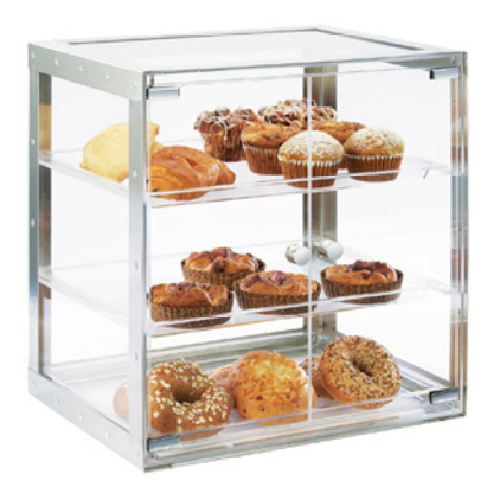 Cal Mil 3413-55 19-1/4 Inch Wide Pastry Display Case 3-Tier Dual Serve Acrylic and Metal