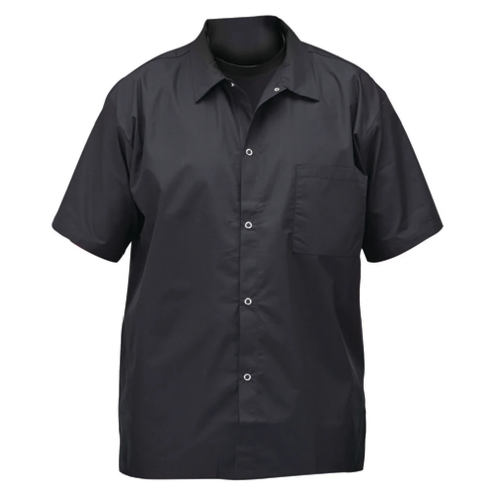 Winco UNF-1KM Cook's Shirt Short Sleeve Snap Buttons Poly-Cotton Black Winco UNF-1KM Cook's Shirt Short Sleeve Snap Buttons Poly-Cotton Black