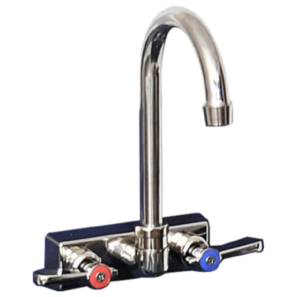 BK Resources EVO-4SM-4G Splash-mounted Faucet 4 Inch Centers Gooseneck Spout Lead Free Stainless Steel