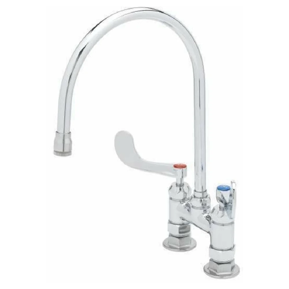 T&S Brass B-0325-134X-CR4 4 Inch Double Pantry Faucet with Gooseneck Spout