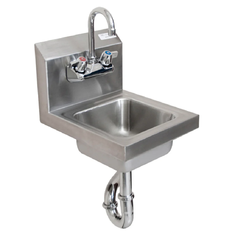 BK Resources BKHS-W-SS-PT-G 12 Inch Space Saver Hand Sink Wall Mounted Stainless Steel with Faucet