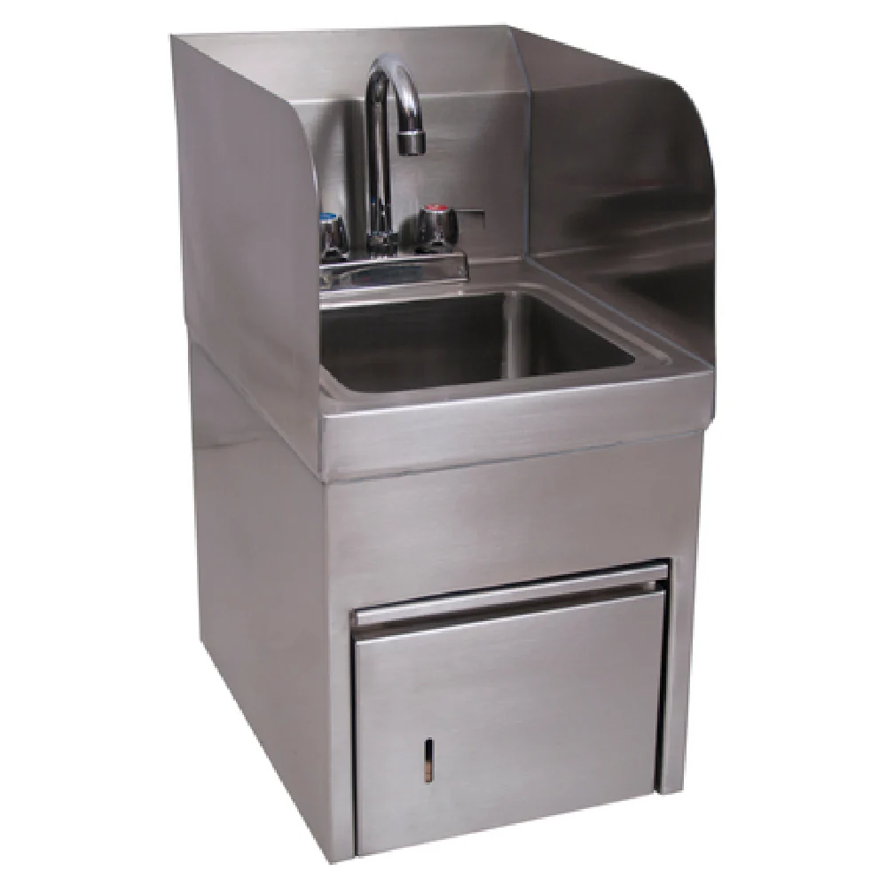 BK Resources BKHS-D-SS-SKTS-P-G 9 Inch Hand Sink Wall Mount Stainless Steel with Towel Dispenser