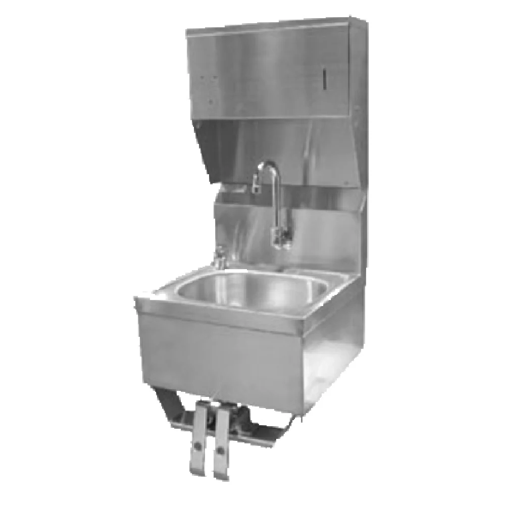 GSW USA HS-1615KC 15 Inch Hand Sink Wall Mount Knee Operated Stainless Steel with Towel Dispenser