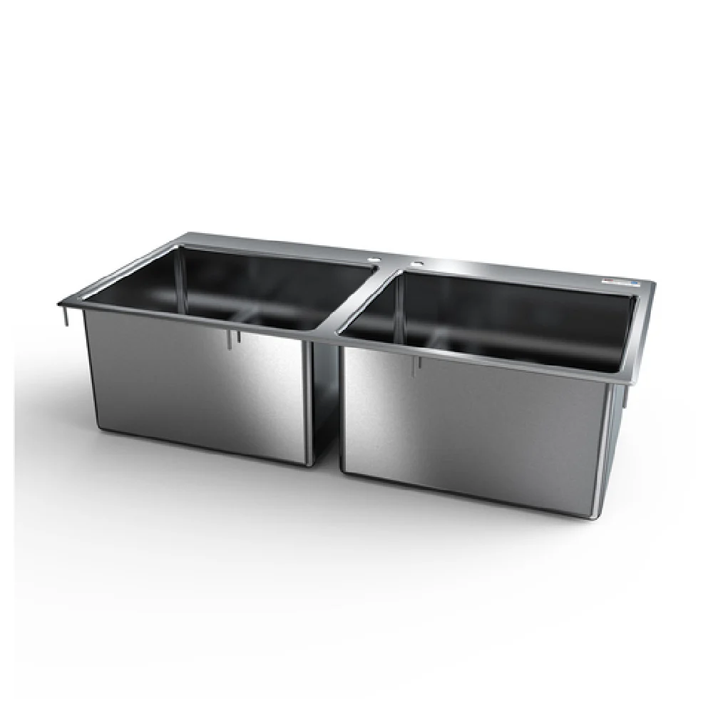 NBR Equipment DI-2-101410 24 Inch Stainless Steel Drop-In Sink with Two Compartments NBR Equipment DI-2-101410 24 Inch Stainless Steel Drop-In Sink with Two Compartments