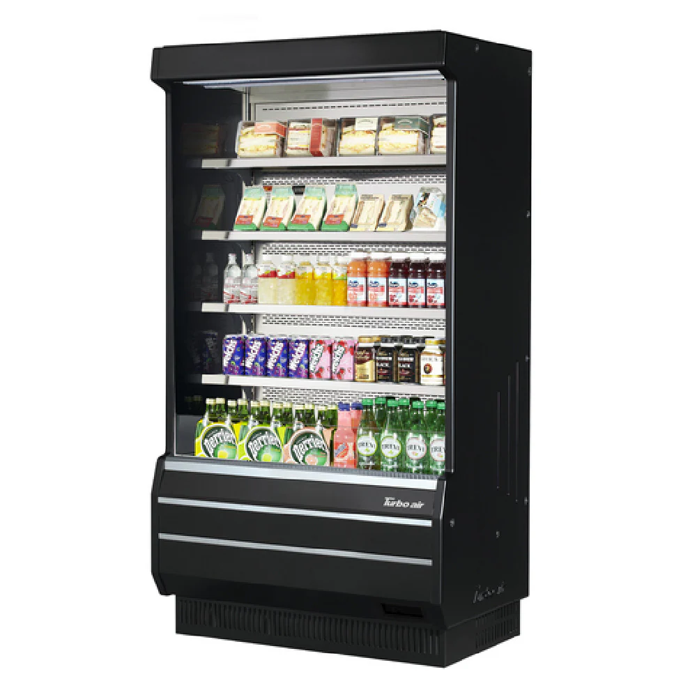 Turbo Air TOM-40B-SP(-A)-N 39 Inch Vertical Open Display Merchandiser R290 Refrigerant 14.4 Cu Ft Capacity Black Exterior with Adjustable Stainless Steel Shelves Turbo Air TOM-40B-SP(-A)-N 39 Inch Vertical Open Display Merchandiser R290 Refrigerant 14.4 Cu Ft Capacity Black Exterior with Adjustable Stainless Steel Shelves