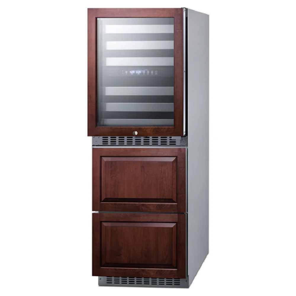 Summit SWCDRF24PNR 24 Inch Dual Zone Wine Cellar Refrigerator Freezer Stainless Steel Summit SWCDRF24PNR 24 Inch Dual Zone Wine Cellar Refrigerator Freezer Stainless Steel