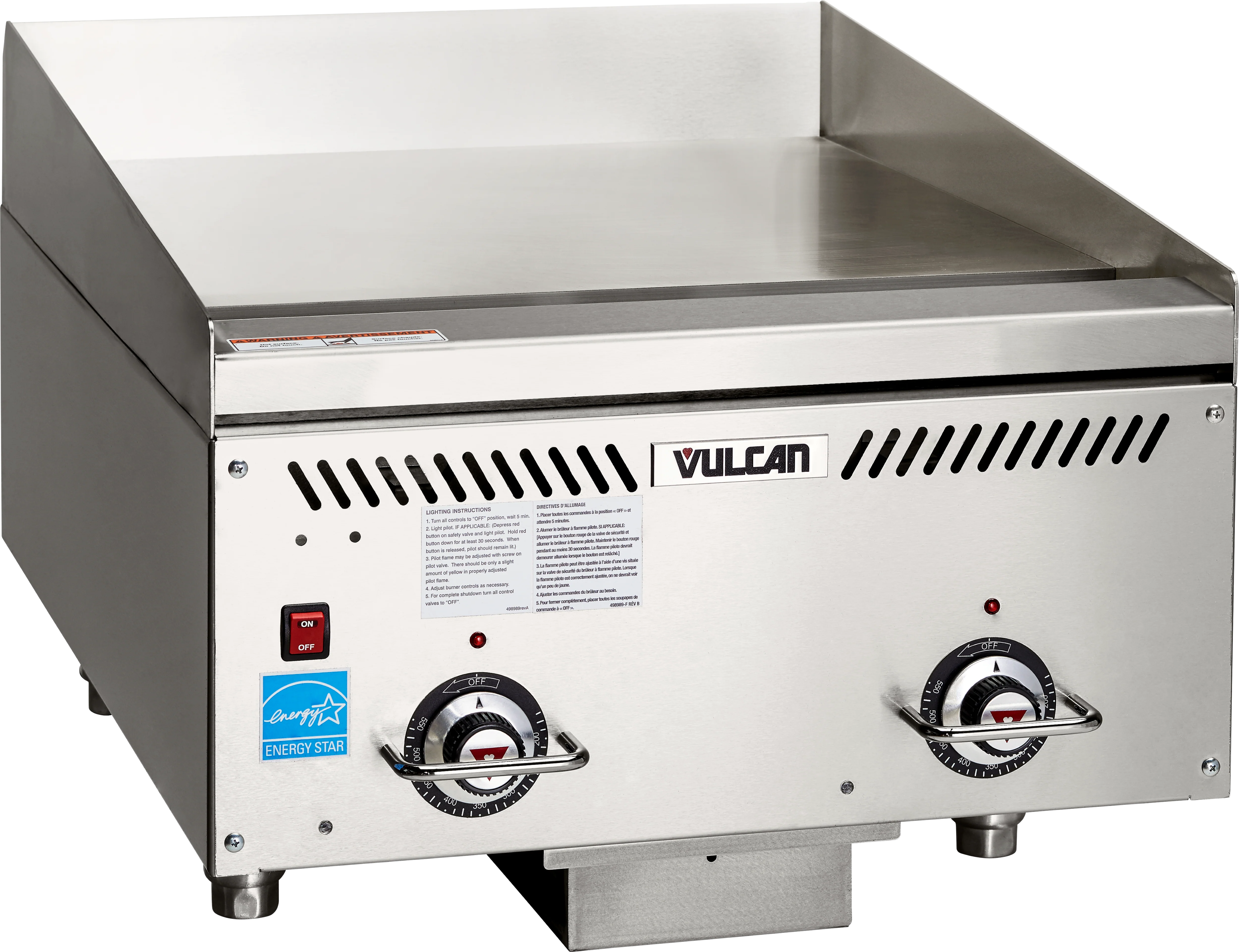 Vulcan VCCG24-IS_NAT 24 Inch Heavy Duty Griddle Gas with 2 Burners 48000 BTU Vulcan VCCG24-IS_NAT 24 Inch Heavy Duty Griddle Gas with 2 Burners 48000 BTU