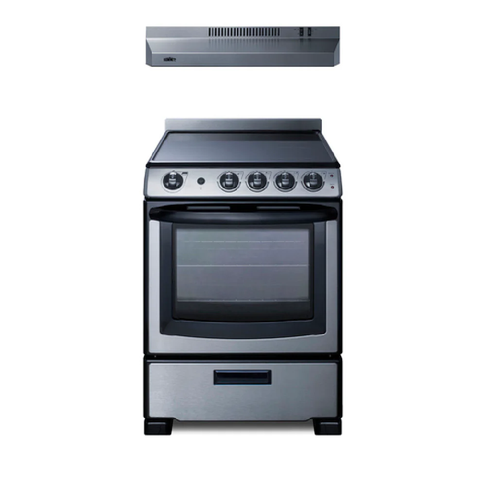 Summit REXH24RSS 24 Inch Electric Range and Convertible Hood Set with Porcelain Oven Summit REXH24RSS 24 Inch Electric Range and Convertible Hood Set with Porcelain Oven