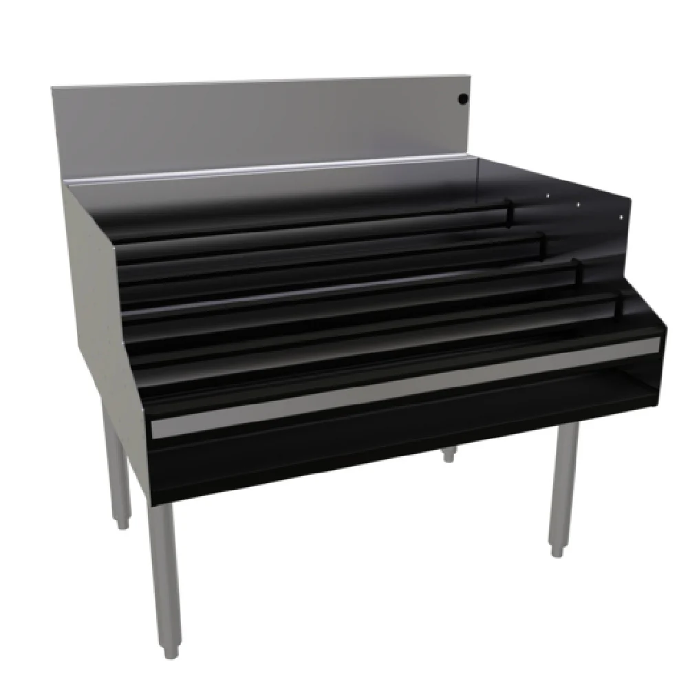 Glastender LDB-36S 36 Inch Underbar Liquor Steps Free Standing Stainless Steel with Clear Cover