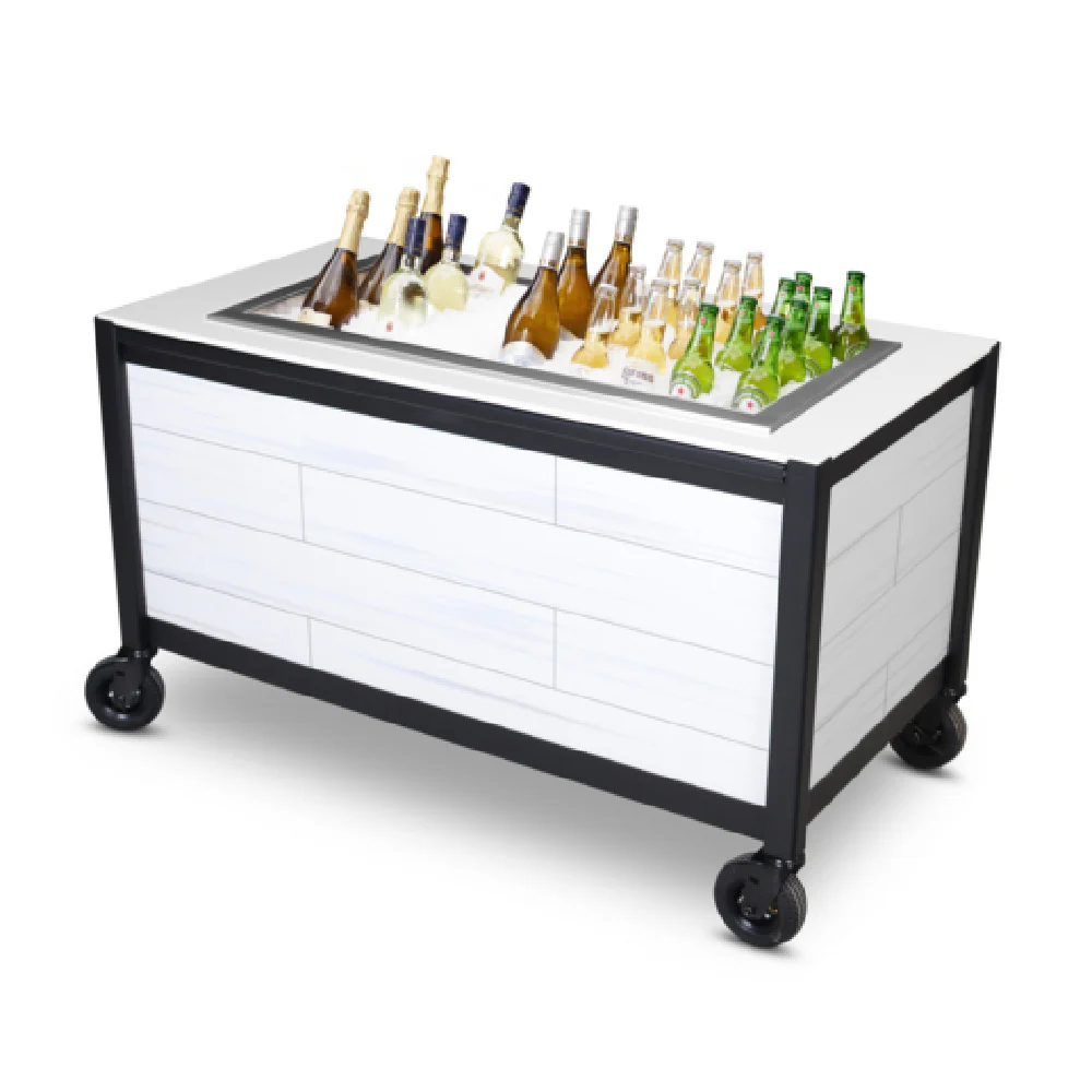 Forbes Industries 3700-5 28 Inch Woodgrain HDPE Portable Bar with Ice Pan Forbes Industries 3700-5 28 Inch Woodgrain HDPE Portable Bar with Ice Pan