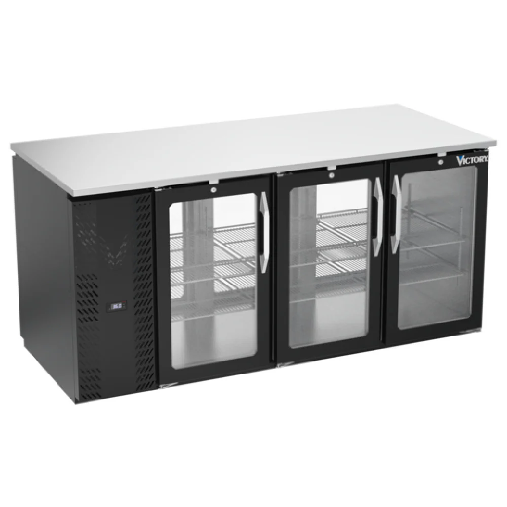 Victory VBB72HC-G-PT-B Pass-Thru Back Bar Refrigerator Three-section 72