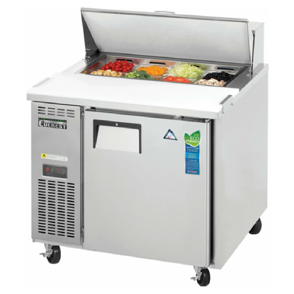 Everest Refrigeration EPR1-24 36 Inch Sandwich Prep Table Stainless Steel with Self-Closing Door and Removable Cutting Board