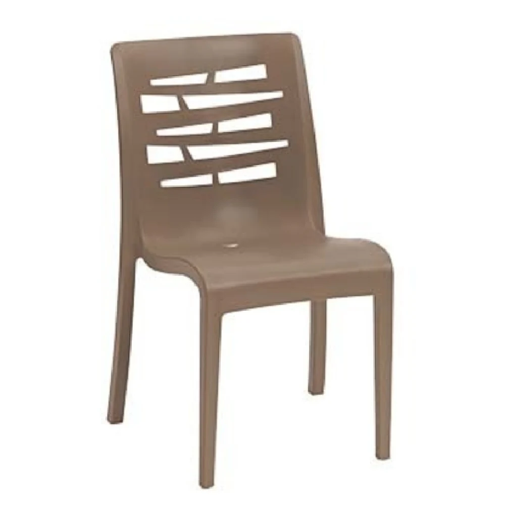 Grosfillex US218181 Chair Stacking Outdoor Resin with Nylon Footpads Taupe