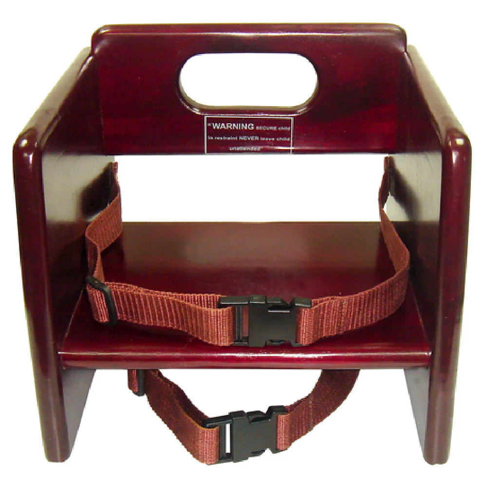 Winco CHB-703 11-3/4 Inch Booster Seat Wood with Waist and Chair Straps Mahogany Finish Winco CHB-703 11-3/4 Inch Booster Seat Wood with Waist and Chair Straps Mahogany Finish