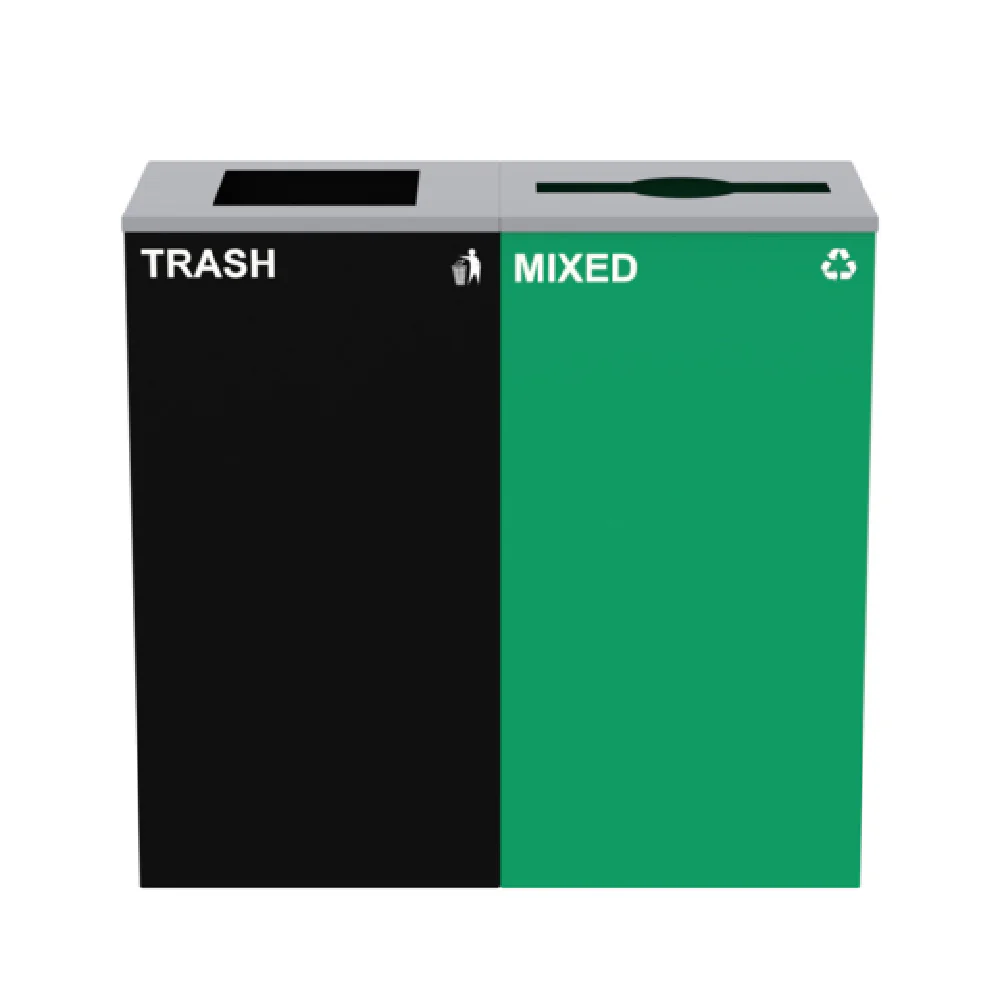 Alpine Industries ALP4450-BLK-KIT11 34 Inch Recycling Bin Station with 58 Gallon Capacity
