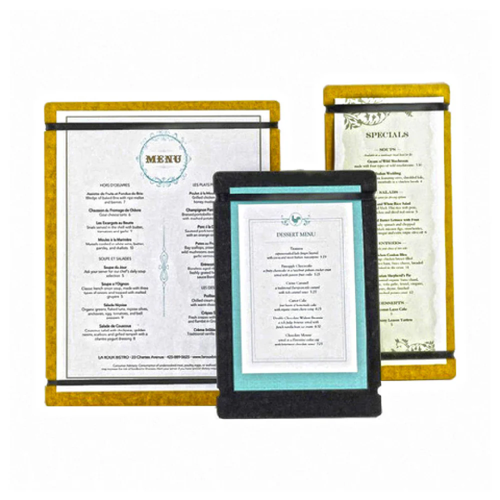 Cal Mil 2034-811-14 9 Inch Menu Board with Flex Bands Accommodates 8-1/2 Inch X 11 Inch Cards Natural