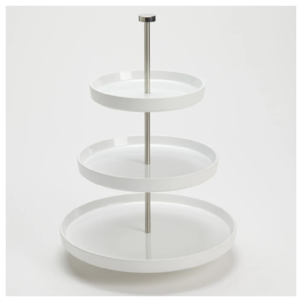 American Metalcraft LFTTSW17 12 Inch Tiered Stand Melamine White 3 to 4 Tiers