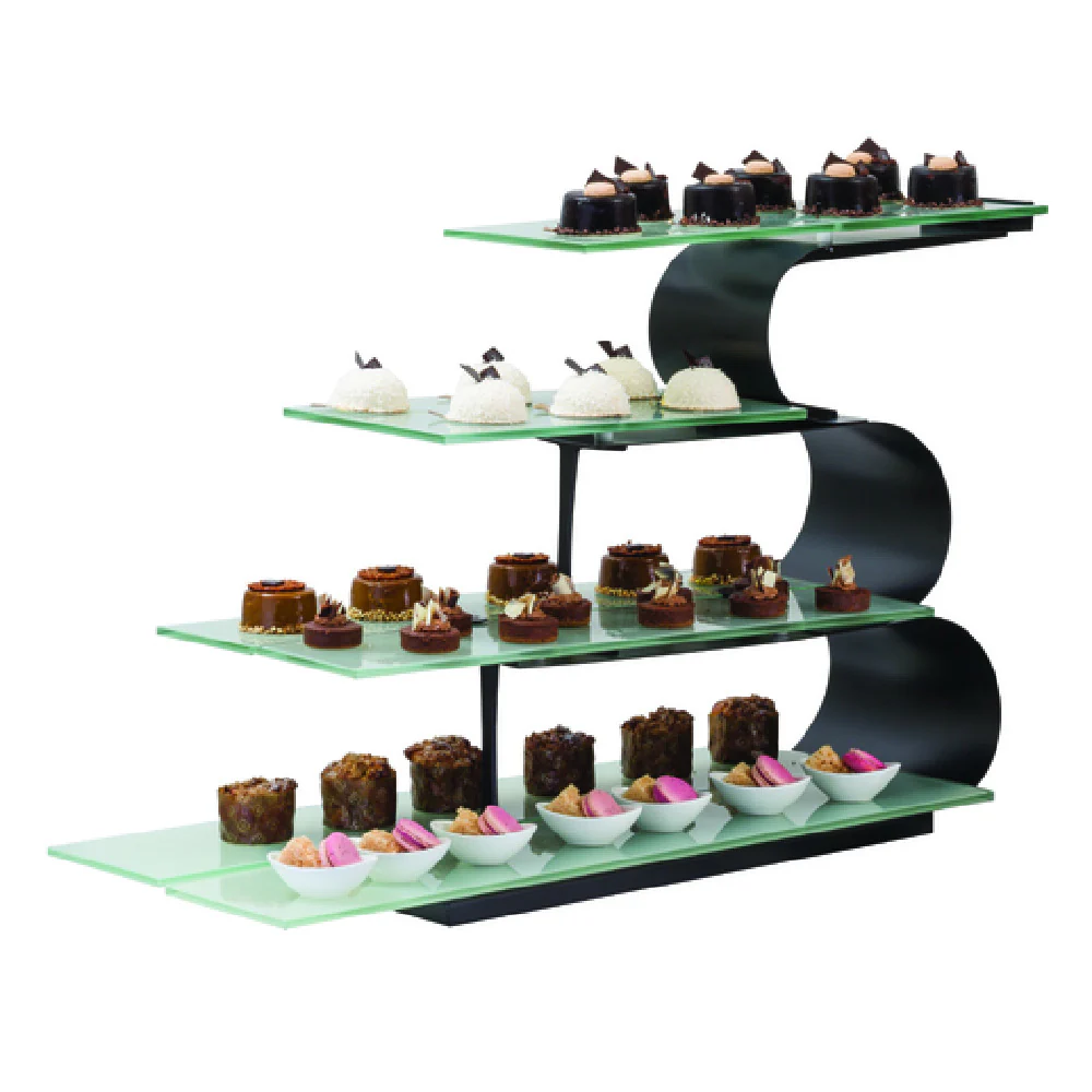 Steelite DW412WVK 40 Inch 5 Tier Wave Display Stand Black Mixed Materials Steelite DW412WVK 40 Inch 5 Tier Wave Display Stand Black Mixed Materials