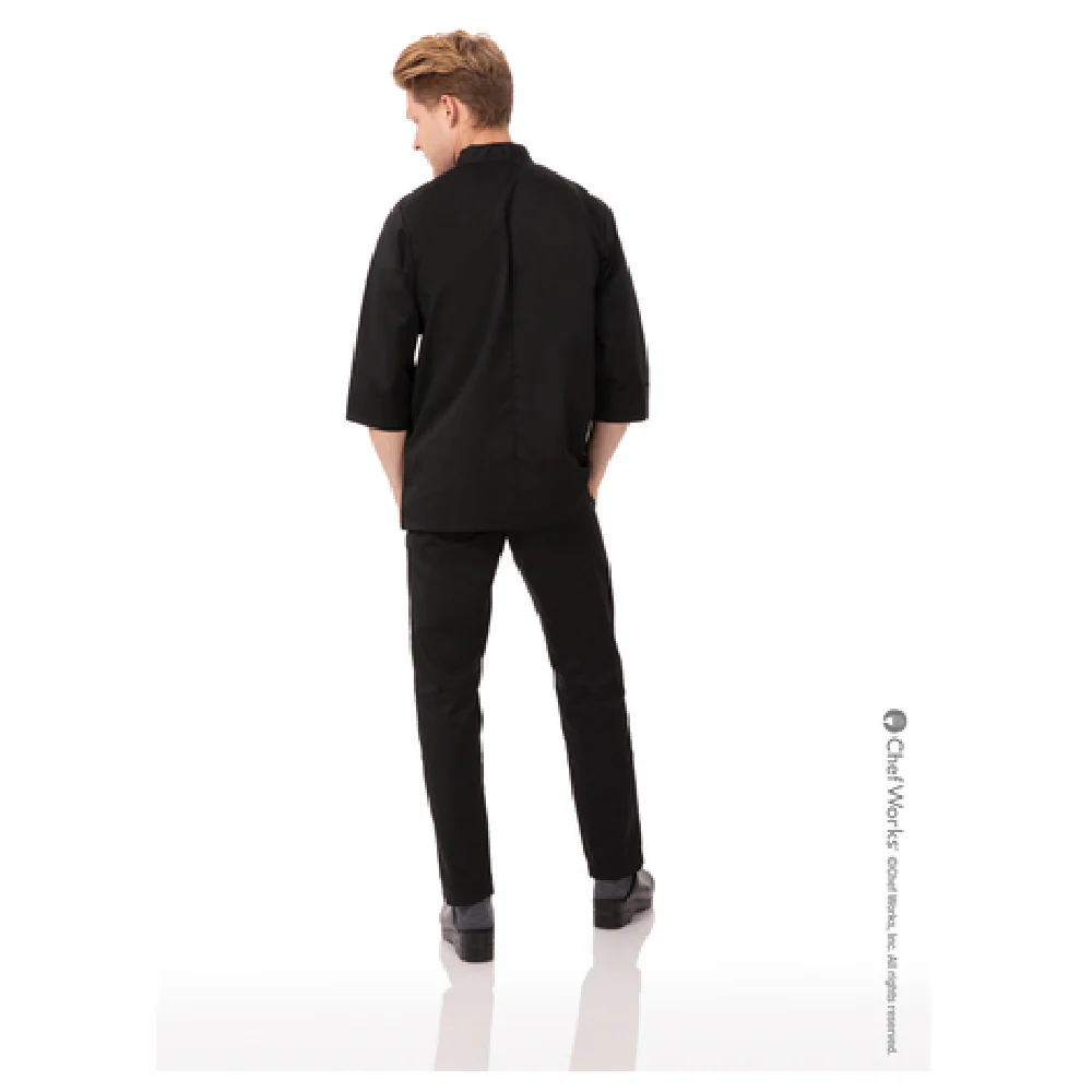 Chef Works JLCLBLK6XL 6XL Morocco Chef Coat Double-breasted Black Poly/cotton Chef Works JLCLBLK6XL 6XL Morocco Chef Coat Double-breasted Black Poly/cotton