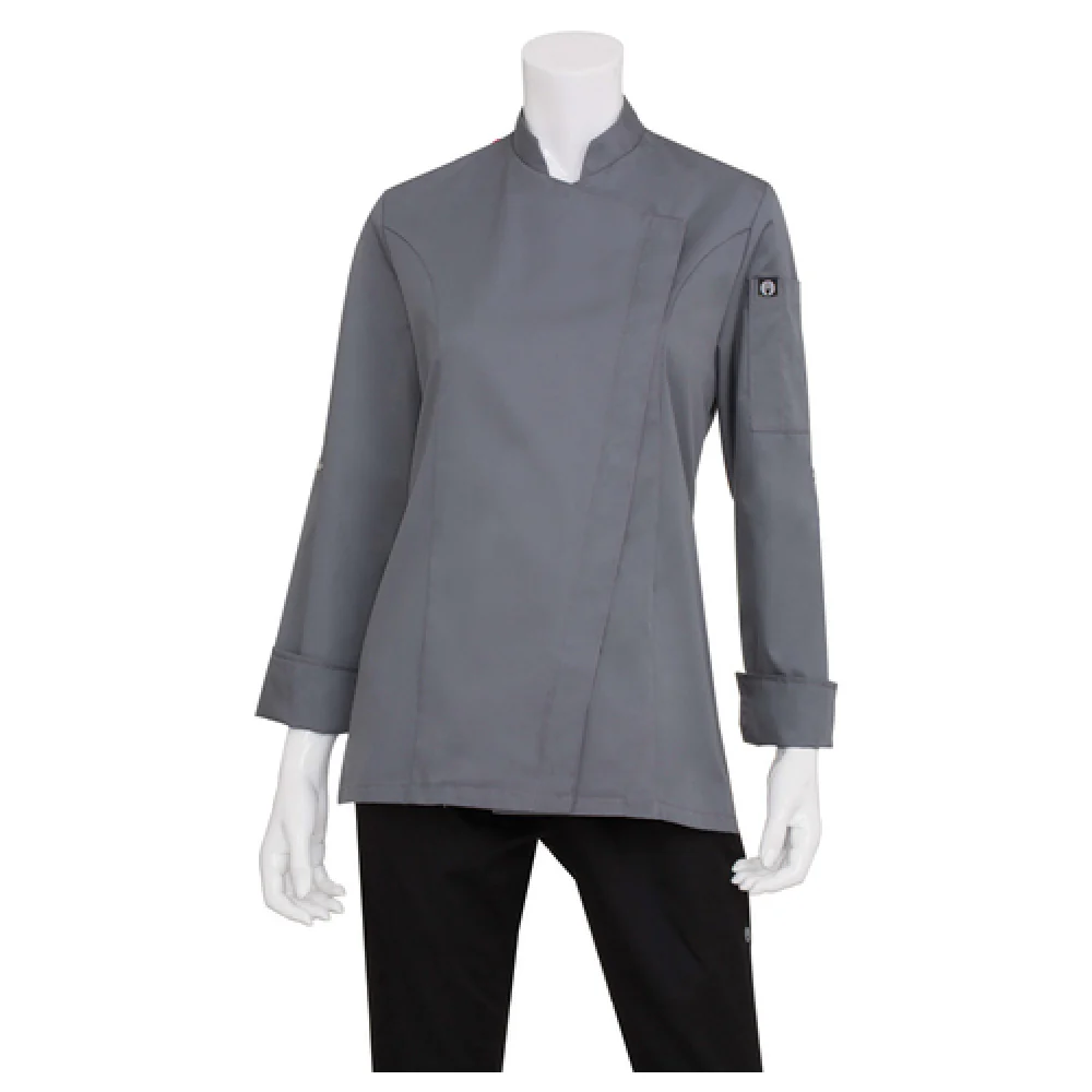Chef Works BCWMC007GRYXS XSmall Women’s Lansing Chef Coat Cotton Poly Gray with Cool Vent Back