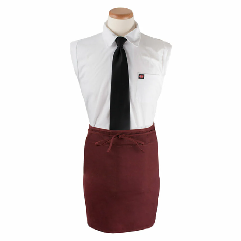 John Ritzenthaler Company 3PWACELBG 26 Inch Waist Apron Burgundy Polyester with 3 Pockets