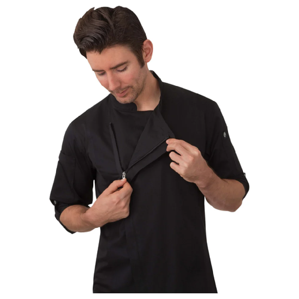 Chef Works BCLZ008-BLK-2XL Chef's Coat Unisex Long Sleeve Black with Tab