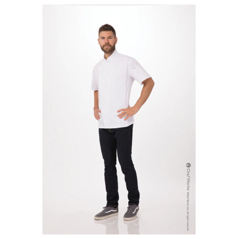 Chef Works BCSZ009-WHT-5XL Chef's Coat Short Sleeve White with Pockets Chef Works BCSZ009-WHT-5XL Chef's Coat Short Sleeve White with Pockets