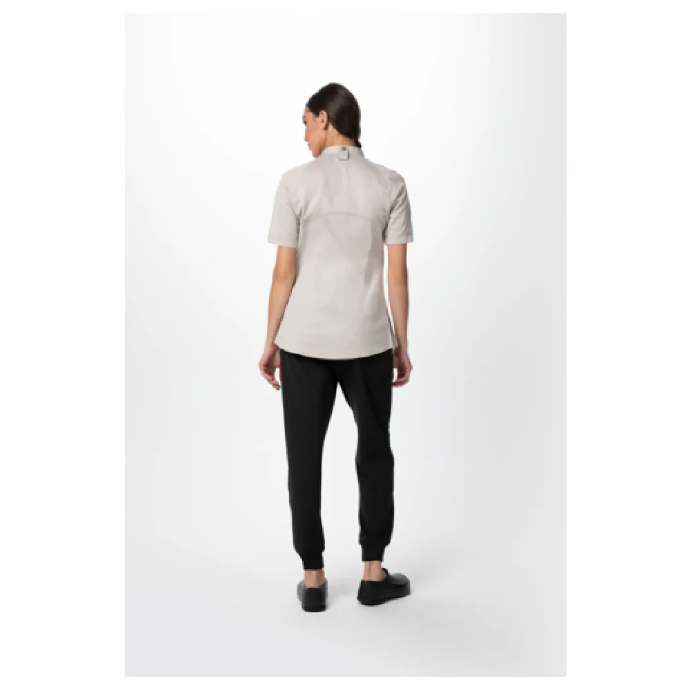 Chef Works CBZ03W-NAT-XL 37 Inch Women's Chef Coat Raglan Short Sleeve with Snap Collar Chef Works CBZ03W-NAT-XL 37 Inch Women's Chef Coat Raglan Short Sleeve with Snap Collar