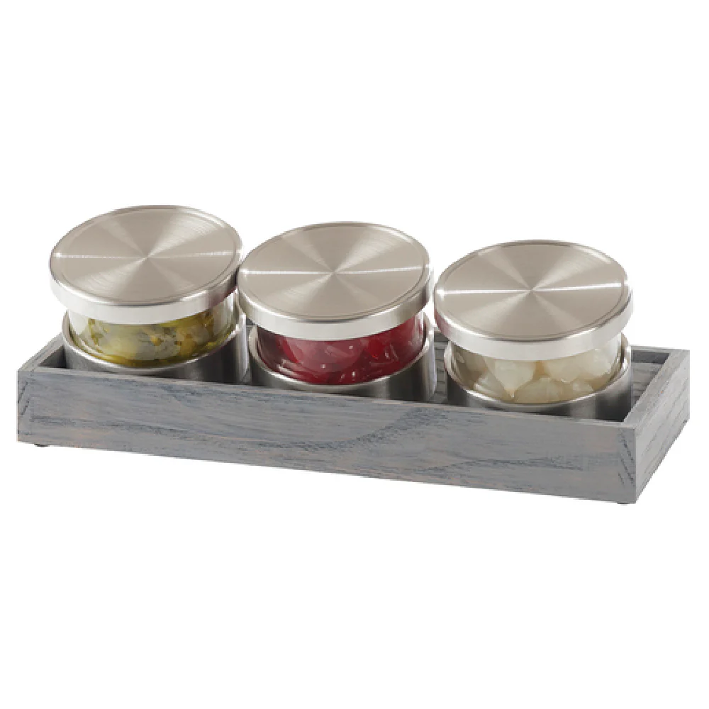 Cal Mil 1850-4-83 14-1/4 Inch Ashwood Mixology Display Set with Glass Jars