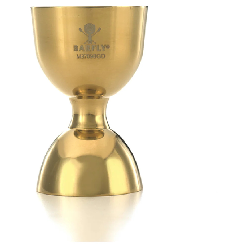 Mercer Culinary M37098GD 25 & 50 Ml Jigger Heavy Duty with Internal Marking Lines Stainless Steel Gold Plated Finish Mercer Culinary M37098GD 25 & 50 Ml Jigger Heavy Duty with Internal Marking Lines Stainless Steel Gold Plated Finish