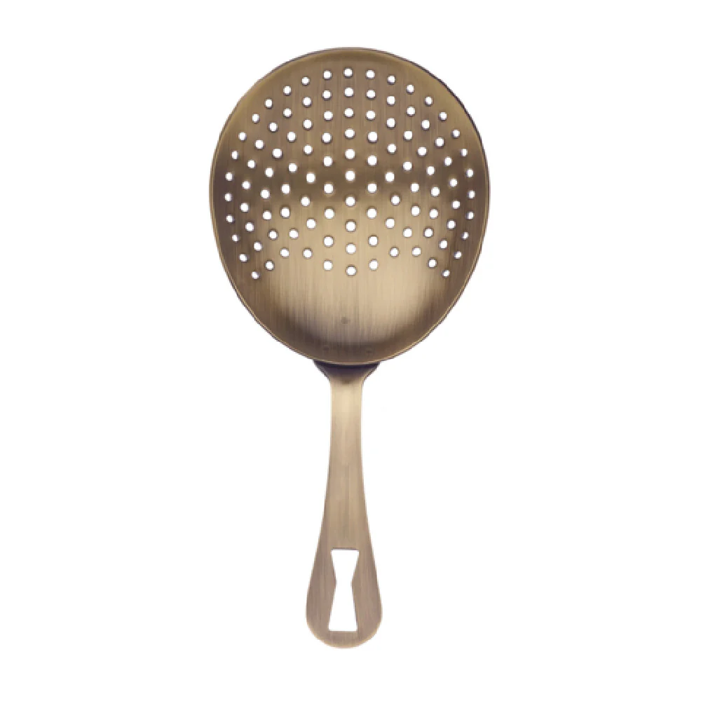 Mercer Culinary M37028ANG 6-1/2 Inch Julep Strainer Welded Handle Antique Gold Plated Stainless Steel Mercer Culinary M37028ANG 6-1/2 Inch Julep Strainer Welded Handle Antique Gold Plated Stainless Steel
