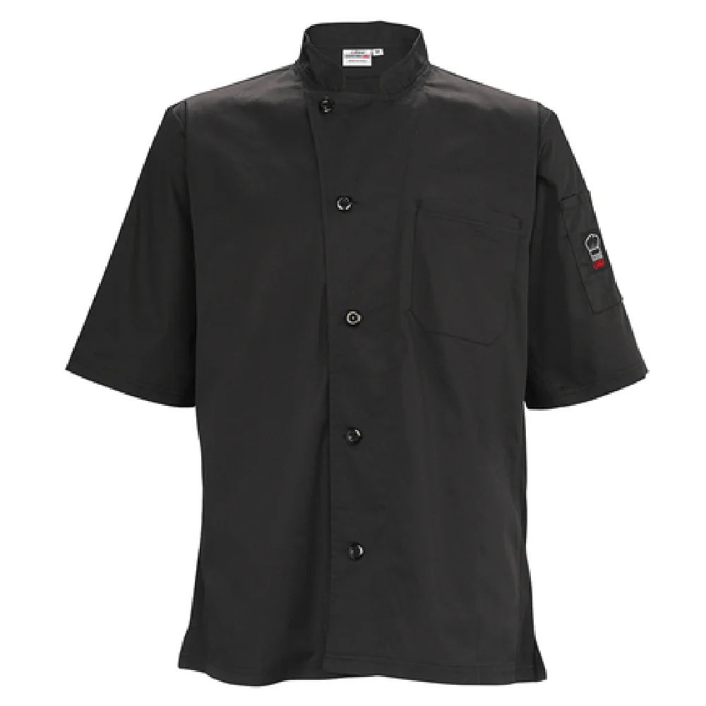 Winco UNF-9K3XL Cook's Shirt Tapered Fit Black Poly-Cotton with Pockets