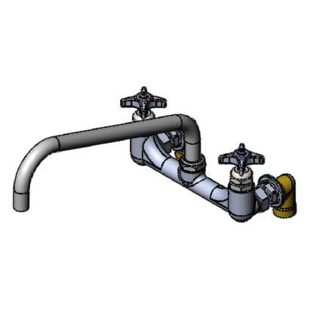 T&S Brass B-0290-BT 12-Inch Swing Nozzle Wall Mount Faucet with 4-Arm Handles