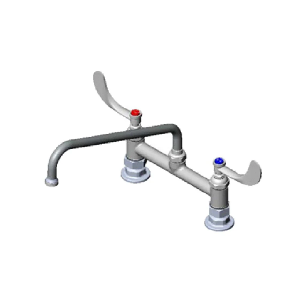 T&S Brass B-0221-WH4 12 Inch Swing Nozzle Deck Mount Mixing Faucet with Eterna Cartridges