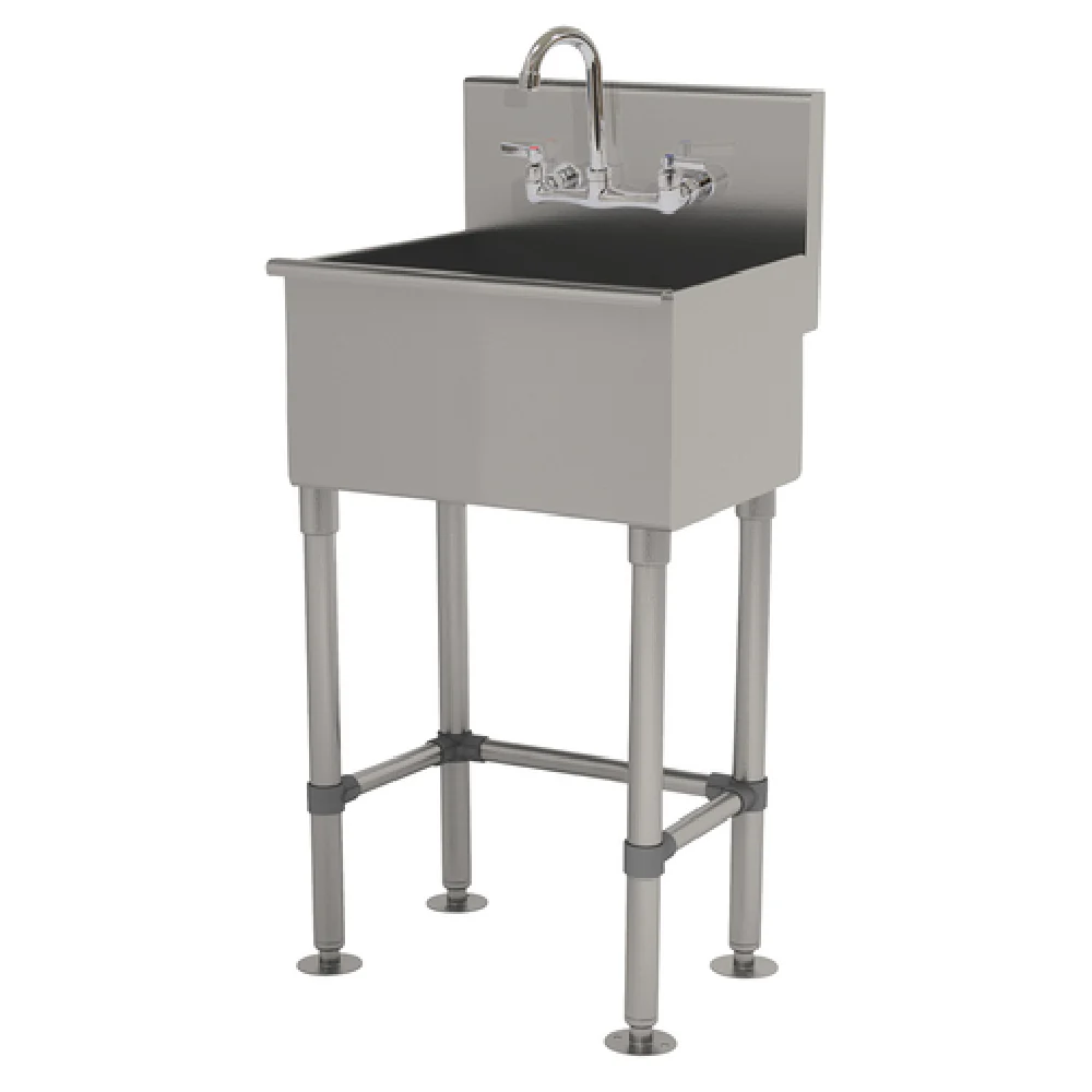 Advance Tabco WSS-16-25-FM-F 22 Inch Service Sink Splash Mount Faucet Provision with Stainless Steel Legs and Flanged Feet