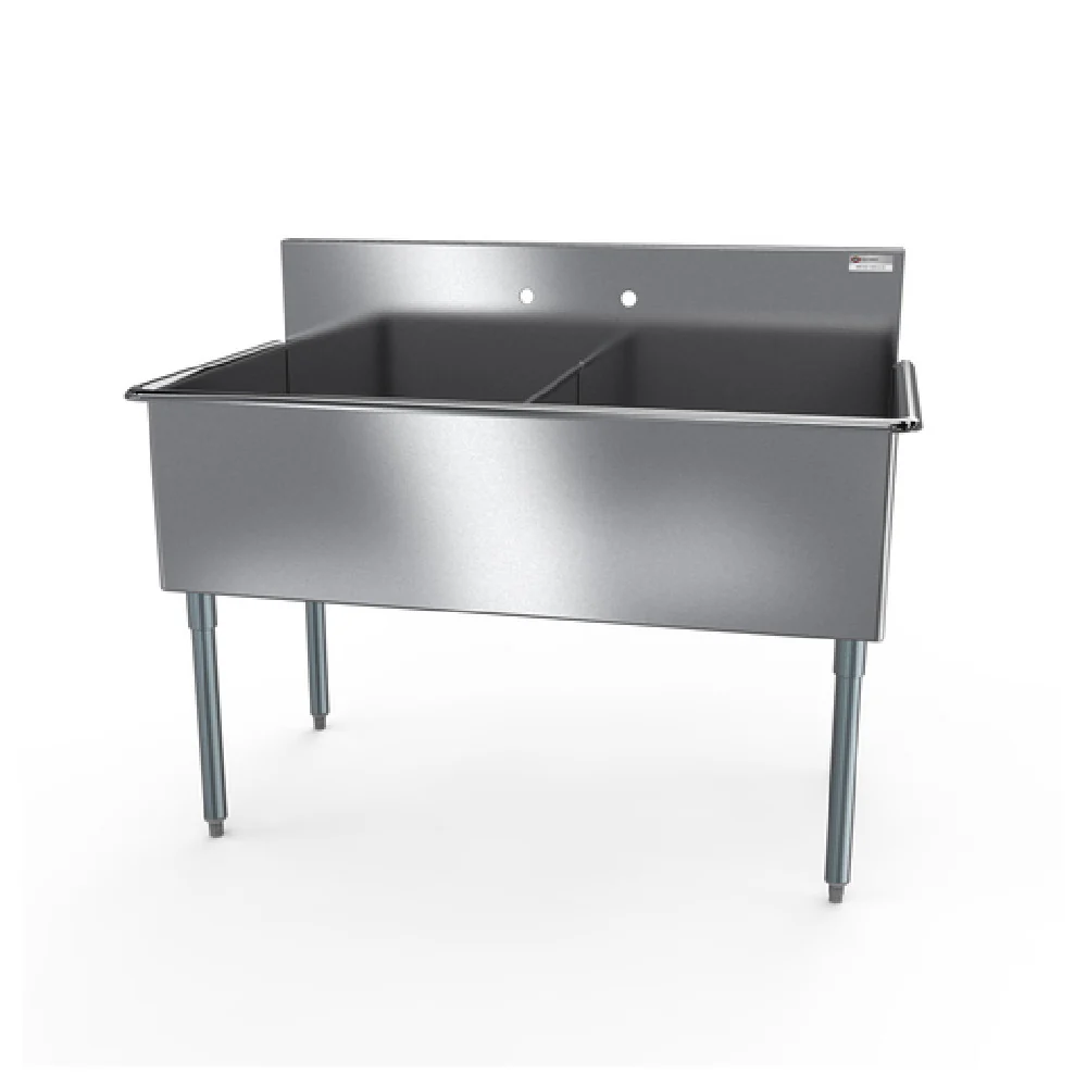 NBR Equipment 2SG-162012 37 Inch Economy Sink two-compartment stainless steel with 10 Inch backsplash NBR Equipment 2SG-162012 37 Inch Economy Sink two-compartment stainless steel with 10 Inch backsplash