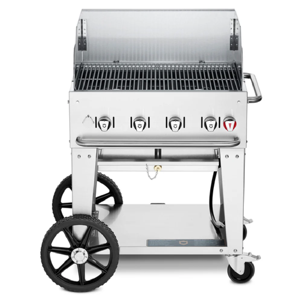 Crown Verity CV-MCB-30WGP-NG 28 Inch Gas Charbroiler Stainless Steel 4 Burners with Wind Guards Crown Verity CV-MCB-30WGP-NG 28 Inch Gas Charbroiler Stainless Steel 4 Burners with Wind Guards