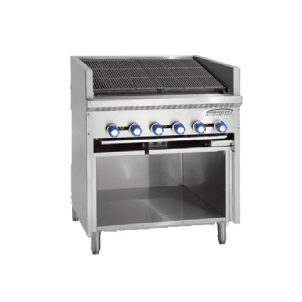 Imperial IABF-72_NAT 72 Inch Gas Charbroiler Floor Model with 12 Burners 260000 BTU